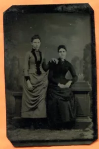 Portrait Mutter und Tochter um 1880 antike Farbart - Bild 1 von 2