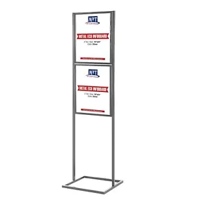 Tablero de información ecológica de metal plateado 18x24" soporte para cartel deslizante 2 niveles doble cara - Imagen 1 de 4