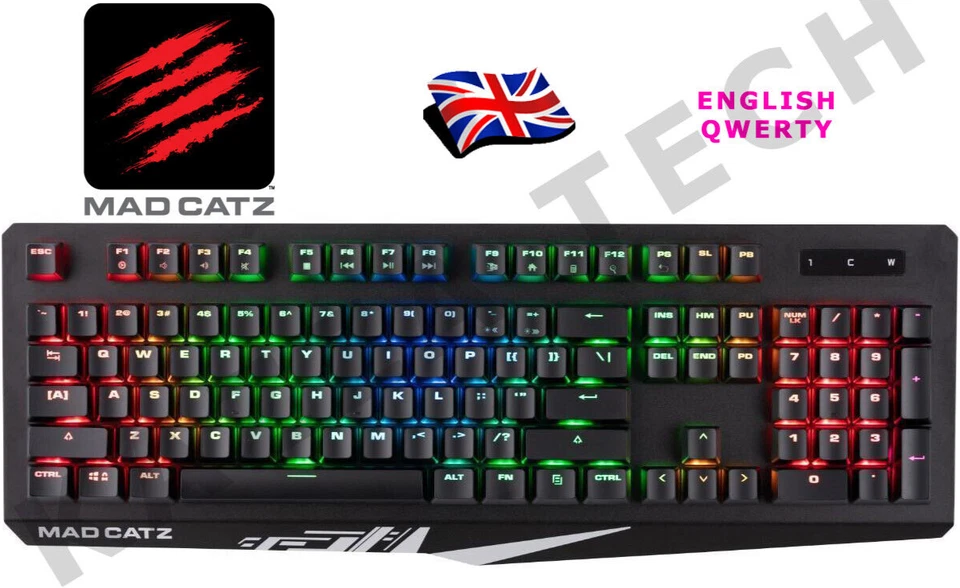Mad Catz S.T.R.I.K.E 4 Cherry MX Red RGB Fully Mechanical Gaming QWERTY Keyboard - Image 1 of 4