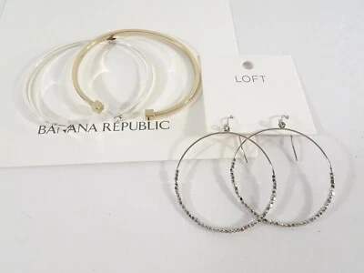 Conjunto de brazalete para mujer Banana Republic Ann Taylor Loft pendientes de aro nuevos con etiquetas 98 Foto 1 de 4