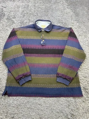Camisa Polo De Colección St Johns Bay Rugby Hombres XL Suroeste Azteca Fair Isle Rayas Foto 1 de 4