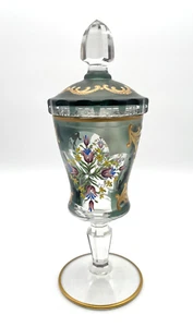 Wunderschöner Deckelpokal - geschliffen und bemalt - Glaspokal Glas Pokal - Picture 1 of 13