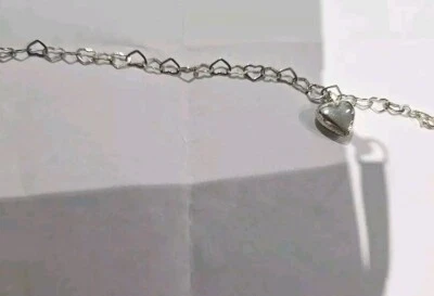 Estate Sterling Silver Bracelet With Heart 7.5" Sb#63 - Image 1 of 4