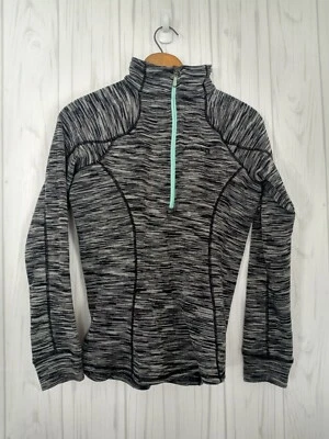 Pullover para mujer Avalanche cuarto media cremallera manga larga negro jaspeado mediano Foto 1 de 4