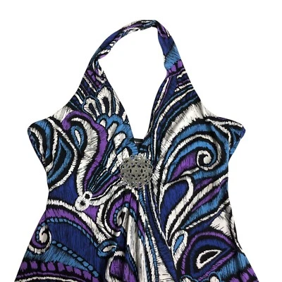 Maxi Vestido Vintage Y2K Años 90 INC S Babydoll Halter Cachemira Medallón Elastizado Boho Foto 1 de 4