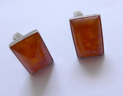 Original Alte Manschettenknöpfe Bernstein 835 Silber Königsberger --Fisch-- - Bild 1 von 4