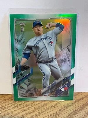 Hyun-Jin Ryu 2021 Topps Chrome Ben Baller Green Refractor /99 #123 Toronto - Image 1 of 2