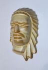Frankoma Pottery Indian Chief Mask or Head Wall Hanging Light Brown Tan 4" by 2"