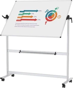 VIZ-PRO Double-Sided Magnetic Revolving Mobile Whiteboard - Picture 1 of 37