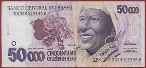Brasilien/Brazil 50000 Cruzeiros (Reais) Bahiana P-242 (1993) - Bild 1 von 2
