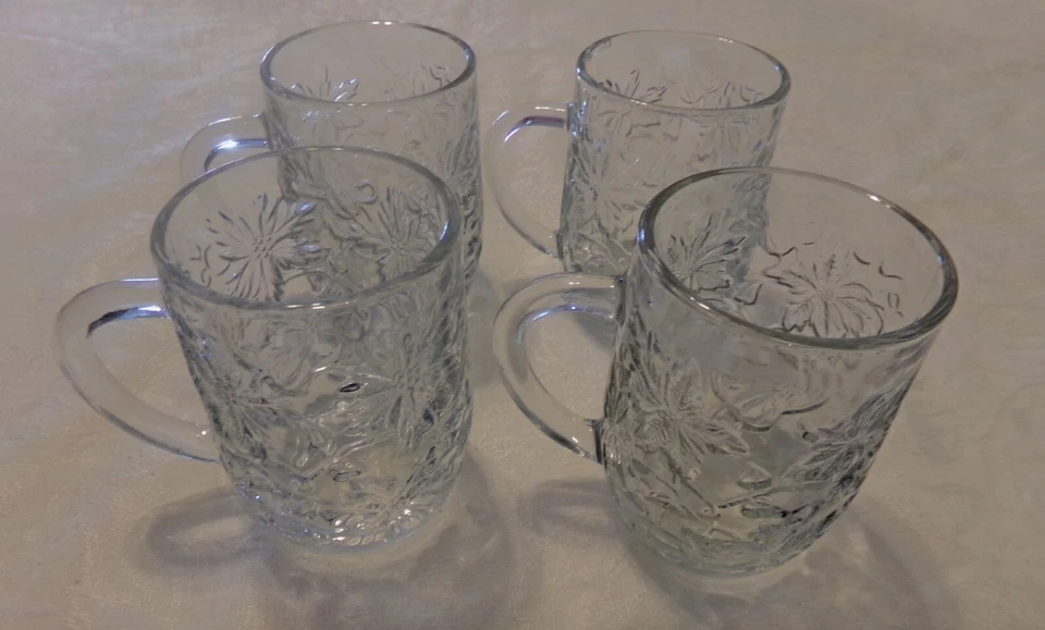 4 tazas de café Princess House Fantasia transparentes de 4 pulgadas ¡En muy buen estado! Foto 1 de 3