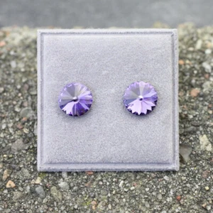 8 mm Rivoli Ohrringe mit Swarovski Kristallen Tanzanite Ohrstecker Lila - Bild 1 von 8
