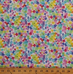 Cotton Colorful Geometric Squares Rainbow Fabric Print by the Yard D779.81 - Picture 1 of 1