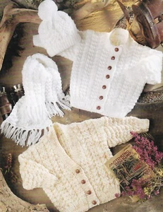V-neck round neck cardigans knitting pattern 8 ply copy 3 months to 6 years - Picture 1 of 2
