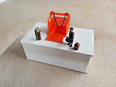 3D Printed Cargo Basket w/Drop Down Gate In DOT Orange, 1/50, 1/48th Scale - Image 1 of 4