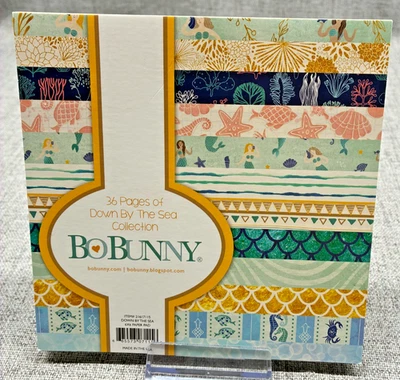 BoBunny Down By The Sea Scrapbooking Paper Pad 6x6 Cardstock Mermaid Seahorse - Image 1 of 4