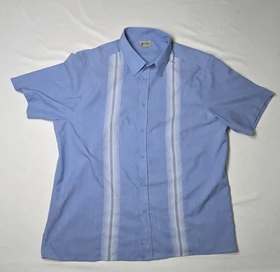 Haggar Mens Shirt  XX Large Blue White Short Sleeve Workwear Casual Preppy - Image 1 of 4