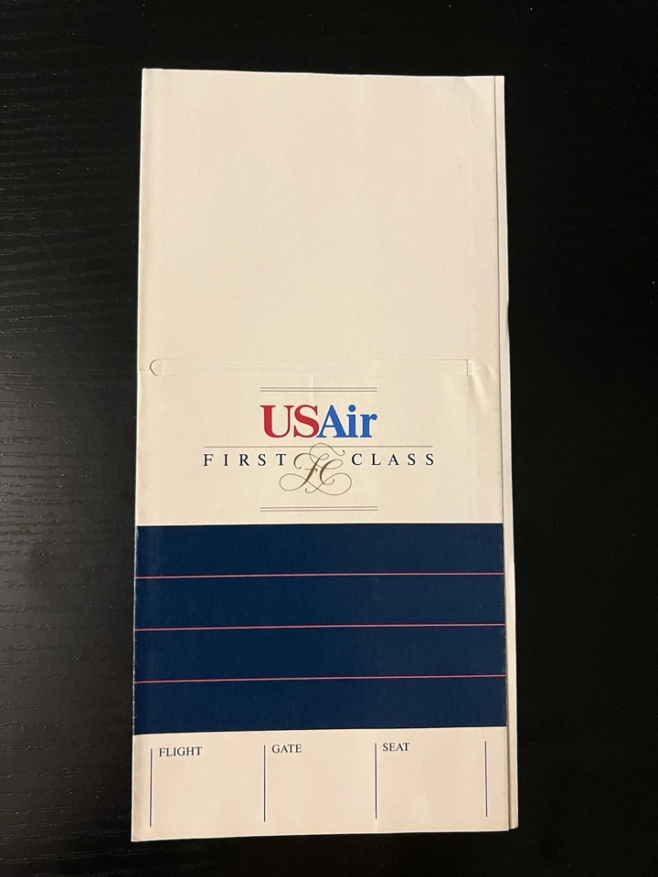 Chaqueta de boleto de avión de primera clase USAir Vintage 1994 sin usar  Foto 1 de 1