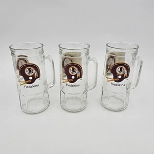 FISHER PEANUTS Washington Redskins Glass Beer Stein Mug NFL 1970's - Qty 3. - Picture 1 of 9