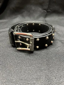 Cone Studded Belt Black Genuine Bonded Leather Size 40 - Picture 1 of 9