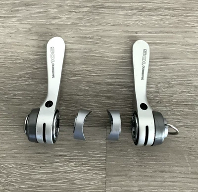 SHIMANO 105 DOWN-TUBE SHIFTERS 7 SPEED BRAZE-ON OR FRICTION MODEL 1055 GRAY - Image 1 of 4