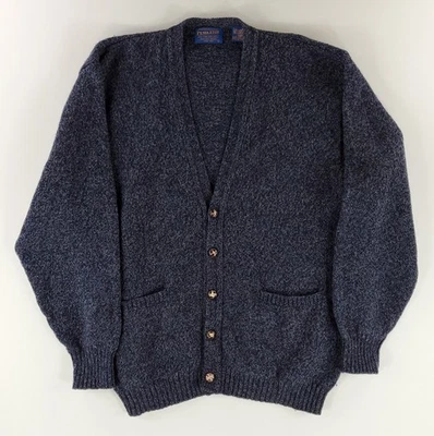 Pendleton 100% Shetland Wool Cardigan Sweater Long Sleeve Pockets Blue Mens L - Image 1 of 4