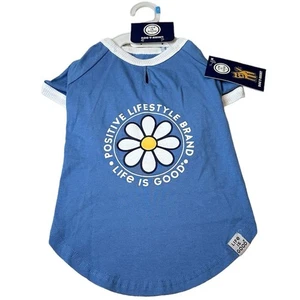 Camisa Life is Good Perro Talla Mediana Nueva con Etiquetas Azul Margarita Cachorro Mascota Regalo Halloween - Imagen 1 de 8