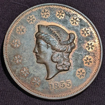 1855 UNIFACE Rev. Liberty Braided Hair Motif - GEM PL Razor Sharp Strike!! - Image 1 of 4