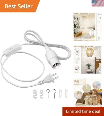 Versatile E26 Pendant Light Socket Cord – 6.6ft with Inline Control Switch - Image 1 of 4