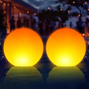 Floating Pool Lights,14" Flame Solar Pool Lights,Floating Glow Globe IP68 Wate - Picture 1 of 5