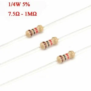 1/4W 0.25W Watt Carbon Film Resistor ±5% 7.5 100 220 330 to 1M Ω Ohm R 7.5Ω-1MΩ - Picture 1 of 1