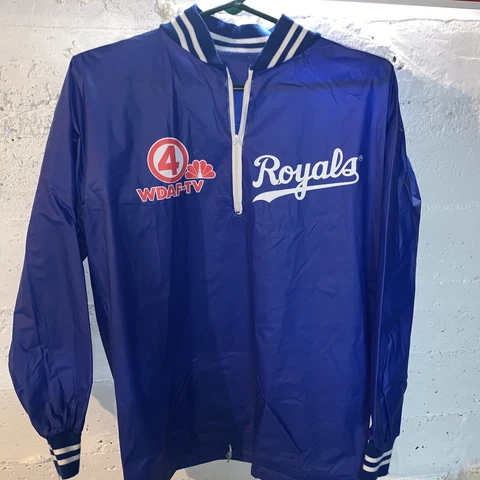 Kansas City Royals Vintage 1970s WDAF TV Jacket Stadium Giveaway Size Large Blue Cover