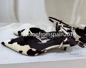 ZARA NEW WOMAN LEATHER-SHEEPSKIN SLINGBACK KITTEN HEELS SHOES 35-42 2267/410/202 - Picture 1 of 4