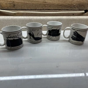 Vintage Set of 4 - Sakura "TRES CHIC" Stoneware Mugs Hat Glove Purse Shoe - Picture 1 of 6