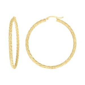 10Kt Yellow Gold Womens Diamond-cut Spotted Patterned Fancy Hoop Earrings 3mm-50 - Picture 1 of 1