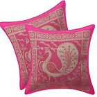 Bohemian Brocade Throw Pillow Covers 30x30 cm Peacock Indian Set Of 2 Pillowcase