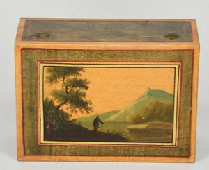 ANTIKE Holzschatzkiste Deckeldose Schmuckschachtel Biedermeier Holz 1840 - Bild 1 von 8
