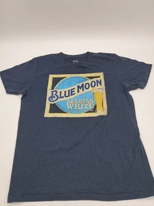 Blue Moon Belgian White Beer Shirt Mens Medium Blue ..#5850 - Picture 1 of 9