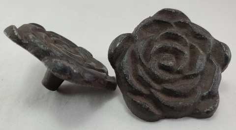 Vintage Looking Victorian Antique Cast Iron Hardware Drawer Pull Cabinet Flowers Cover