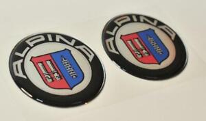2pcs x BMW ALPINA sticker (Ø 65mm) domed logo decal. Chrome vinyl base