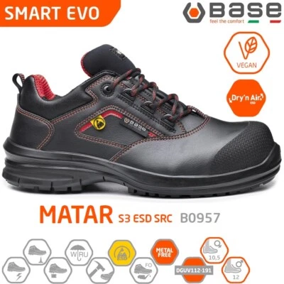BASE SMART EVO SCARPE DA LAVORO ANTINFORTUNISTICA MATAR S3 ESD SRC B0957 - Immagine 1 di 4