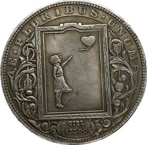 Ein-Dollar-Münze Banksy Ballon Mädchen unsigniert Münze neuwertig *** - Bild 1 von 11