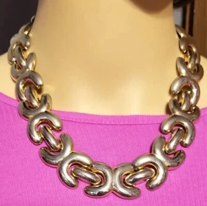 Modernist Avantgarde Halsband Halskette 17" Vintage goldfarben Statement gn01-46 - Bild 1 von 5