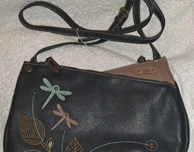 Chala Criss Crossbody Dragonfly Subtle Soft Leather Adjustable Straps "Read" - Image 1 of 4