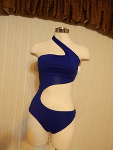 NWT! TRINA TURK Gypsy Indigo Blue Cut Out Asymmetrical One Shoulder One Piece~10 - Picture 1 of 5