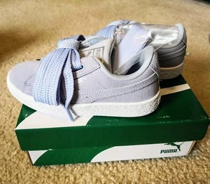Puma Suede Heart Halogen Blue Girls Sneaker Shoes Sz 13.5 two type laces - Picture 1 of 7