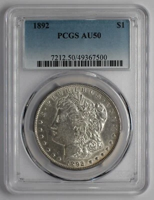 1892 Morgan Silver Dollar PCGS AU50 - Image 1 of 4