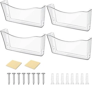 Acrylic Wall File Organizer Clear Single Pocket Mount Holder Set 14 X 7 3 Inches - Picture 1 of 6