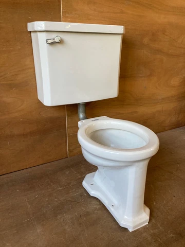 Vtg Mid Century White Porcelain Toilet Tank Lid Bowl Old Deco Standard 193-22E Cover