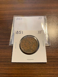 1851-P Braided Hair Large Cent 1C EXTRA FINE (XF)    - Picture 1 of 2